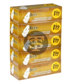 4 Aces King Size Gold Filter Tubes – 5 Cartons of 200