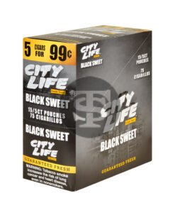 City Life Cigarillos 5 for 99 Cents Black Sweet 15 Packs of 5