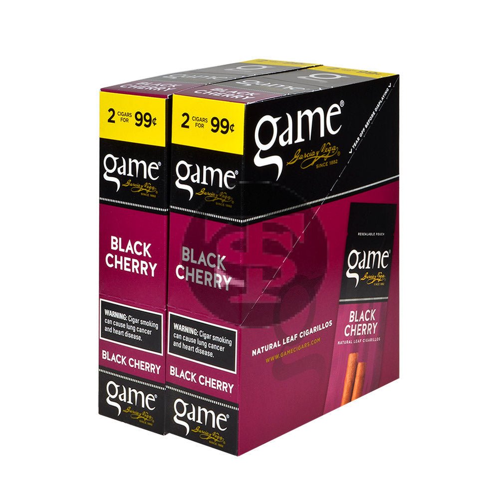 Game Vega Black Cherry Foil Cigarillos 2 for 99¢ – 30 Pouches of 2 1 Game Vega Black Cherry Foil Cigarillos 2 for 99¢ – 30 Pouches of 2