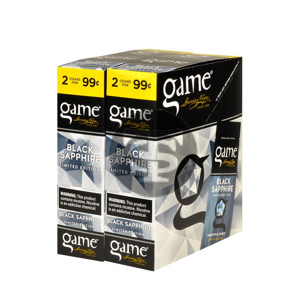Game Vega Cigarillos Black Sapphire Foil 2 for 99 Cents 30 Pouches of 2 1 game vega cigarillos black sapphire foil 2 for 99 cents 30 pouches of 443