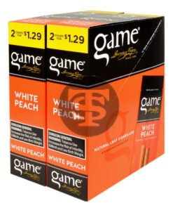 Game Vega Cigarillos White Peach Foil 2 for $1.29 30 Pouches of 2