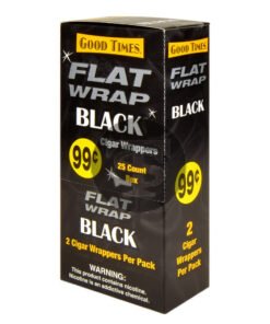 Good Times Black Flat Wraps Pre Priced 25 Pouches of 2