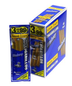 Good Times Cigarillos Blueberry 3 for 99 Cents Pre Priced 15 Packs of 3