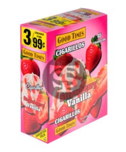 Good Times Cigarillos Strawberry Vanilla 3 for 99 Cents Pre Priced 15 Packs of 3