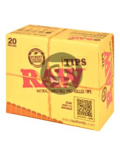 RAW Unrefined Pre Rolled Filter Tips Pack of 20