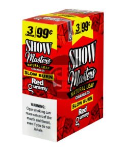 Show Master Natural Leaf Cigarillos 99 Cent Pre Priced 15 Packs of 3 Cigars Red Gummy