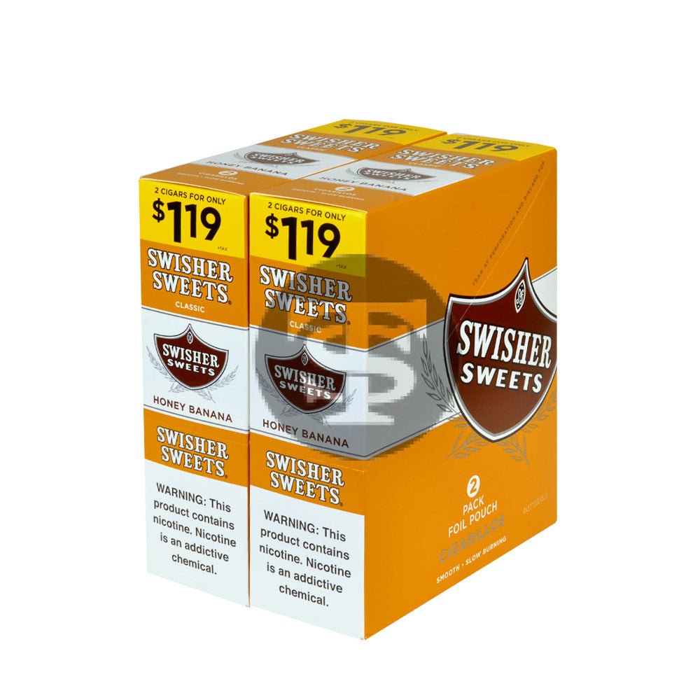 Swisher Sweets Honey Banana Cigarillos $1.19 Pre-Priced – 30 Packs of 2 1 Swisher Sweets Honey Banana Cigarillos $1.19 Pre-Priced – 30 Packs of 2