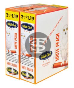 White Owl Cigarillos $1.19 Pre Priced 30 Packs of 2 Cigars White Peach