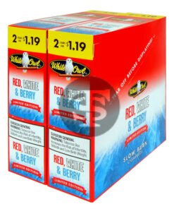 White Owl Cigarillos $1.19 Pre Priced 30 Packs of 2 Cigars Red, White & Berry