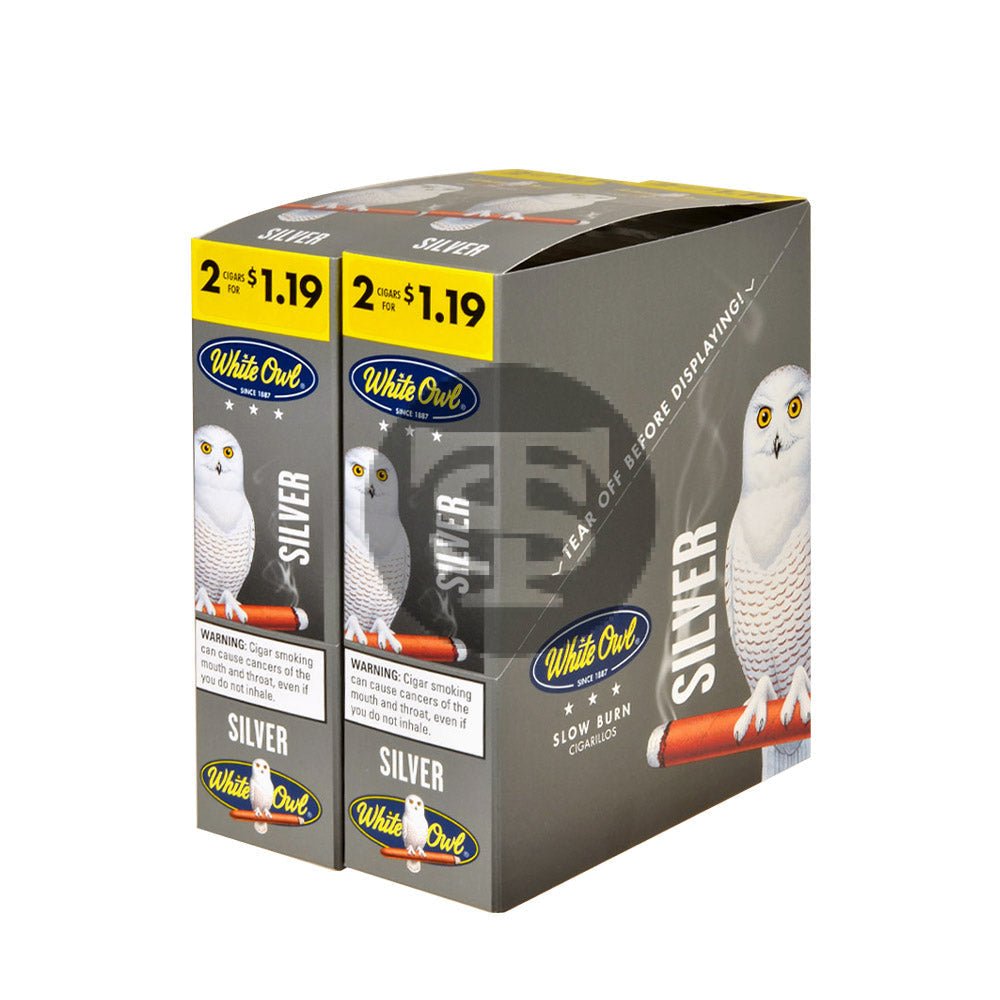 White Owl Cigarillos $1.19 Pre Priced 30 Packs of 2 Cigars Silver 1 white owl cigarillos 1 19 pre priced 30 packs of 2 cigars silver 121 1