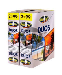 White Owl Cigarillos 99 Cent Pre Priced 30 Packs of 2 Cigars Duos Coconut Rum