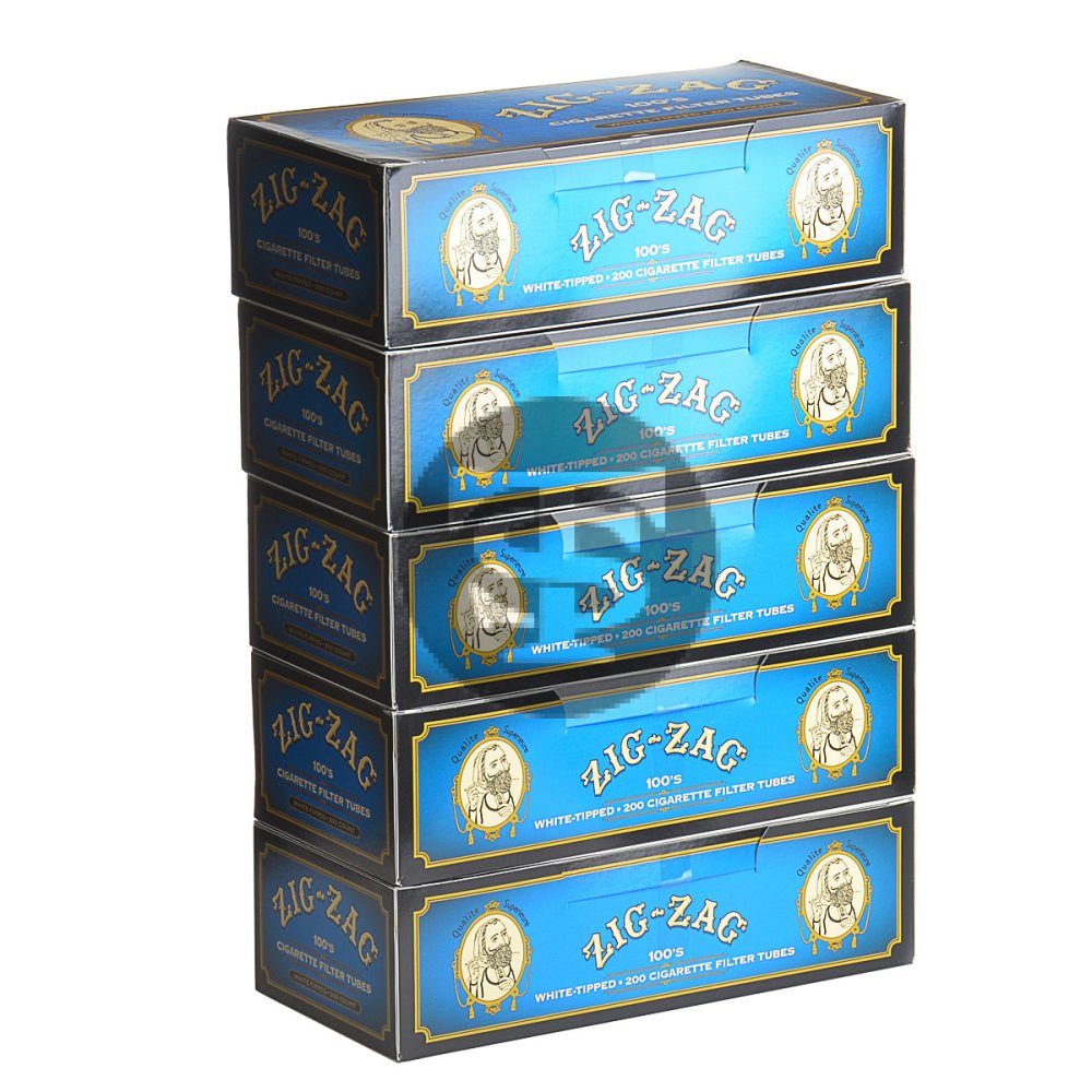 Zig Zag 100 mm White Tipped Light Filter Tubes – 5 Cartons of 200 1 Zig Zag 100 mm White Tipped Light Filter Tubes – 5 Cartons of 200