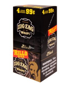 Zig Zag Rillo Size Cigar Wraps 4 for 99 Cents 15 Pouches of 4 Black