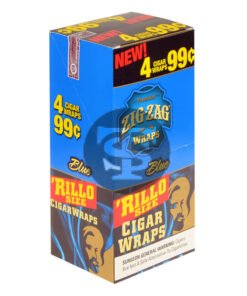 Zig Zag Rillo Size Cigar Wraps 4 for 99 Cents 15 Pouches of 4 Blue