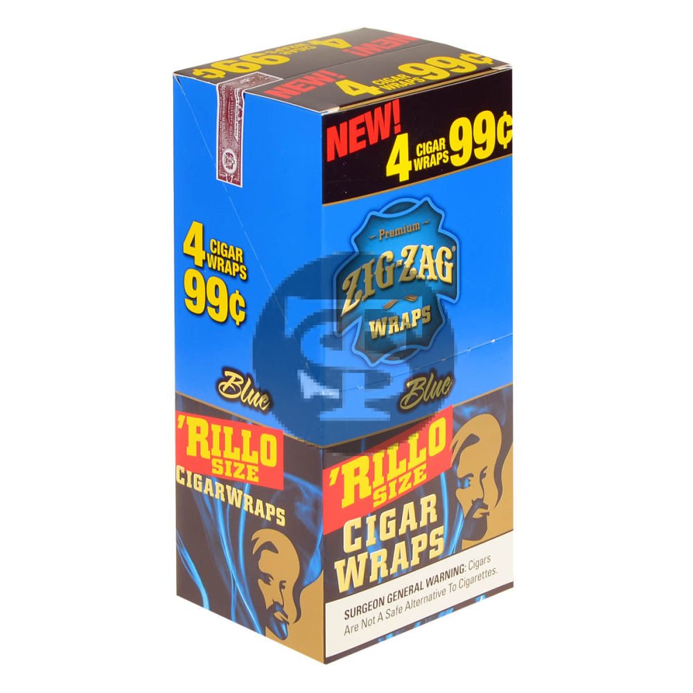 Zig Zag Rillo Size Cigar Wraps 4 for 99 Cents 15 Pouches of 4 Blue 1 zig zag rillo size cigar wraps 4 for 99 cents 15 pouches of blue 197