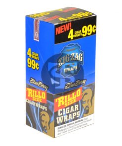 Zig Zag Rillo Size Cigar Wraps 4 for 99 Cents 15 Pouches of 4 Blueberry