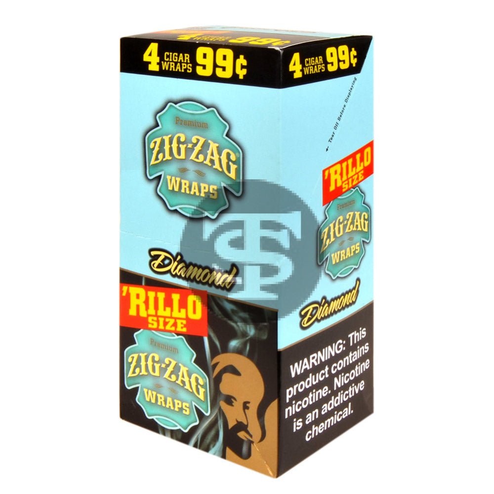 Zig Zag Rillo Size Cigar Wraps 4 for 99 Cents 15 Pouches of 4 Diamond 1 zig zag rillo size cigar wraps 4 for 99 cents 15 pouches of diamond 648