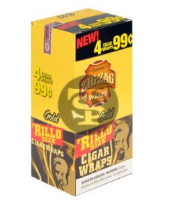 Zig Zag Rillo Size Cigar Wraps 4 for 99 Cents 15 Pouches of 4 Gold
