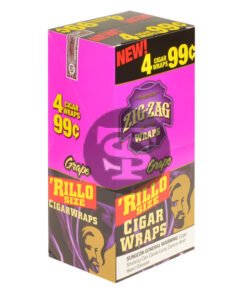 Zig Zag Rillo Size Cigar Wraps 4 for 99 Cents 15 Pouches of 4 Grape