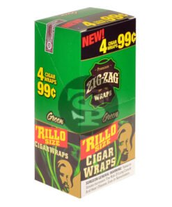 Zig Zag Rillo Size Cigar Wraps 4 for 99 Cents 15 Pouches of 4 Green