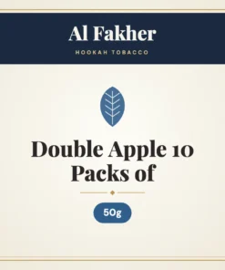 Al Fakher Double Apple Hookah Tobacco 10 Packs of 50g