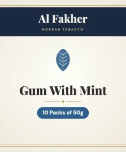 Al Fakher Gum With Mint Hookah Tobacco – 10 Packs of 50g