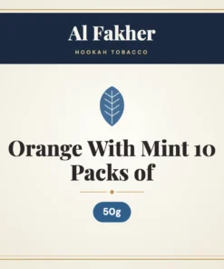 Al Fakher Orange With Mint Hookah Tobacco 10 Packs of 50g