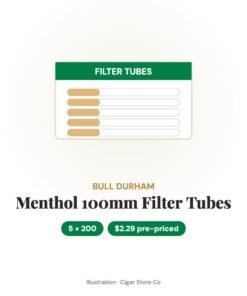 Bull Durham Menthol 100mm Filter Tubes $2.29 Pre-Priced – 5x200