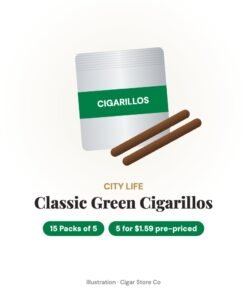 City Life Classic Green Cigarillos 5 for $1.59 – 15 Packs of 5
