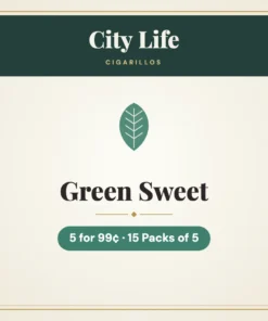 City Life Green Sweet Cigarillos 5 for 99¢ – 15 Packs of 5