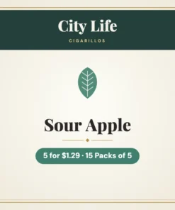 City Life Sour Apple Cigarillos 5 for $1.29 – 15 Packs of 5