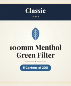 Classic 100mm Menthol Green Filter Tubes – 5 Cartons of 200
