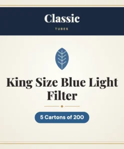 Classic King Size Blue Light Filter Tubes – 5 Cartons of 200