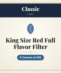 Classic King Size Red Full Flavor Filter Tubes – 5 Cartons of 200