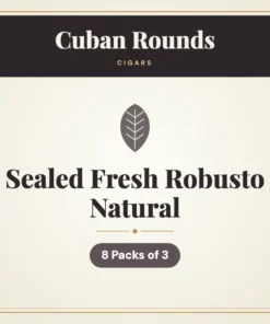 Cuban Rounds Sealed Fresh Robusto Natural Cigars – 8 Packs of 3