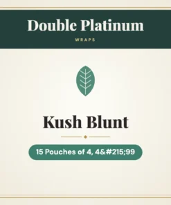 Double Platinum Kush Blunt Wraps – 15 Pouches of 4, 4×99