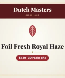 Dutch Masters Foil Fresh Royal Haze Cigarillos $1.49 – 30 Packs of 2