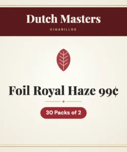 Dutch Masters Foil Royal Haze Cigarillos 99¢ – 30 Packs of 2