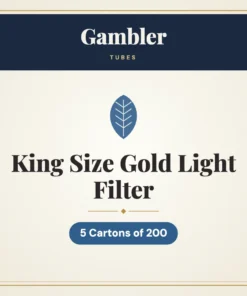 Gambler King Size Gold Light Filter Tubes – 5 Cartons of 200