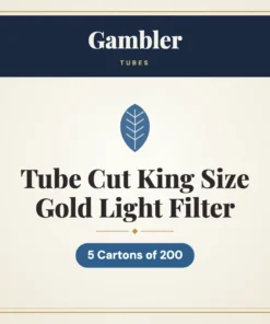 Gambler Tube Cut King Size Gold Light Filter Tubes – 5 Cartons of 200