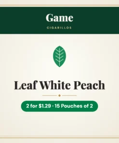 Game Leaf White Peach Cigarillos 2 for $1.29 – 15 Pouches of 2