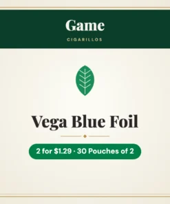 Game Vega Blue Foil Cigarillos 2 for $1.29 – 30 Pouches of 2