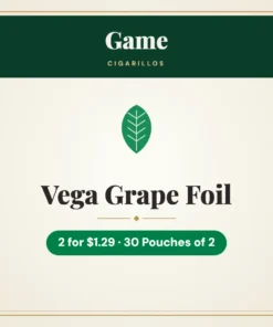 Game Vega Grape Foil Cigarillos 2 for $1.29 – 30 Pouches of 2