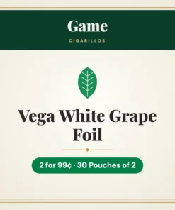 Game Vega White Grape Foil Cigarillos 2 for 99¢ – 30 Pouches of 2