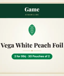 Game Vega White Peach Foil Cigarillos 2 for 99¢ – 30 Pouches of 2