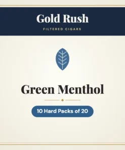 Gold Rush Green Menthol Filtered Cigars – 10 Hard Packs of 20