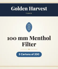 Golden Harvest 100 mm Menthol Filter Tubes – 5 Cartons of 200