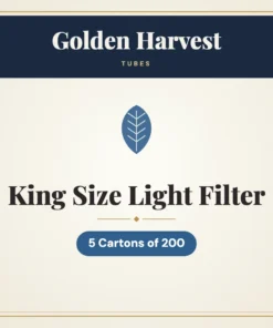 Golden Harvest King Size Light Filter Tubes – 5 Cartons of 200