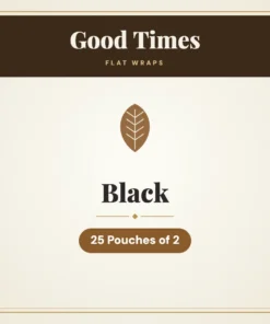 Good Times Black Flat Wraps – 25 Pouches of 2