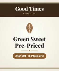 Good Times Green Sweet Cigarillos 3 for 99¢ Pre-Priced – 15 Packs of 3